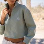 Women's mint green quarter zip sweatshirt