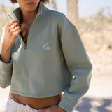 Women's mint green quarter zip sweatshirt
