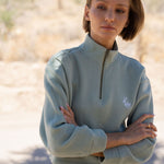 Women's mint green quarter zip sweatshirt