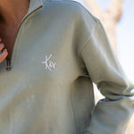 Women's mint green quarter zip sweatshirt