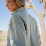 Women's mint green quarter zip sweatshirt