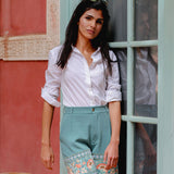 Amara Embroidered Blue Tailored Shorts