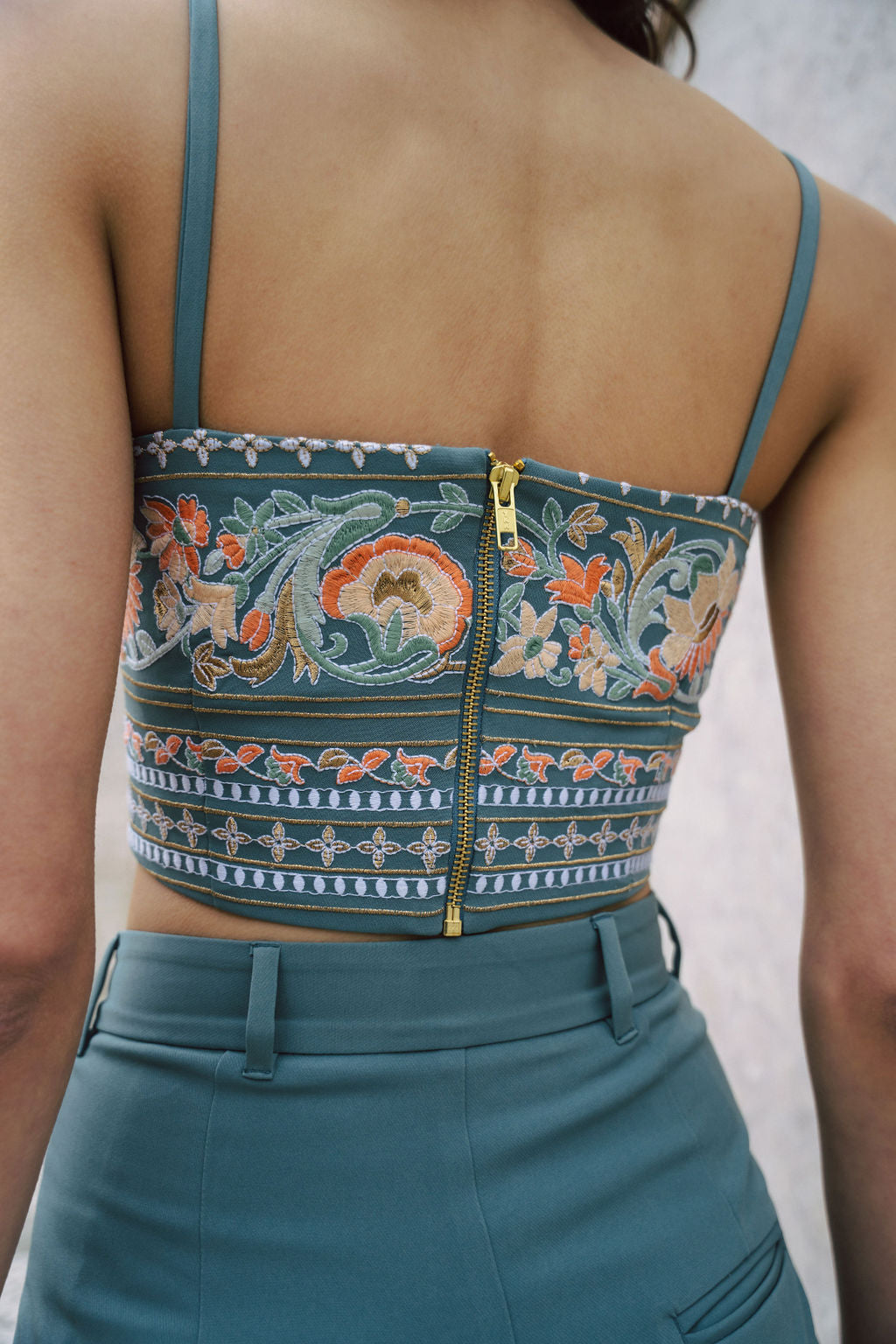 blue embroidered bralette