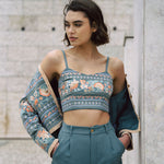 blue embroidered bralette