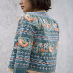 Amara blue fully embroidered jacket with indian inspired embroidery design