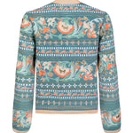 Amara blue fully embroidered jacket with indian inspired embroidery design