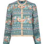 Amara blue fully embroidered jacket with indian inspired embroidery design