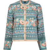 Amara blue fully embroidered jacket with indian inspired embroidery design