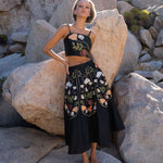 Black bralette with floral embroidery design