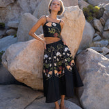 Black bralette with floral embroidery design