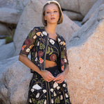 Black bralette with floral embroidery design