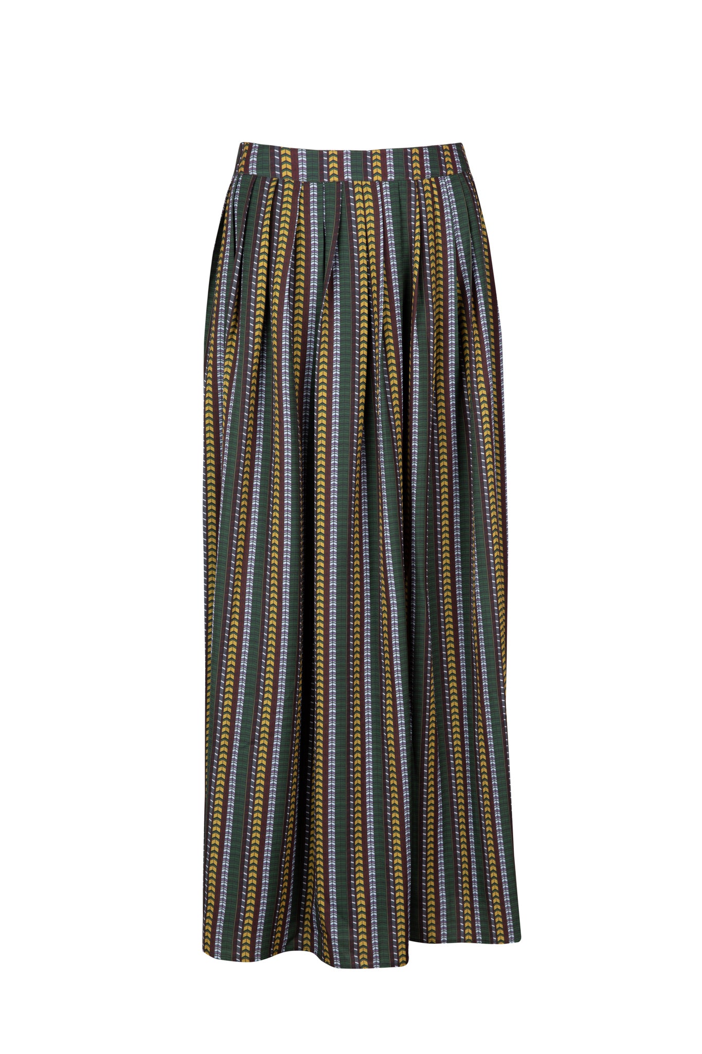 Geometric printed maxi pleated skirt