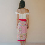 back of colourful embroidered sarong