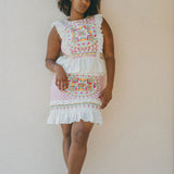embroidered frill top and skirt