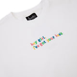 White organic cotton womens sweatshirt with the slogan "Hey girl, I've got your back" embroidered