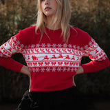 The "Santa's Coming to Town" Embroidered Cropped Sweatshirt