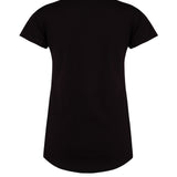 Back of black organic cotton fitted women's t-shirt