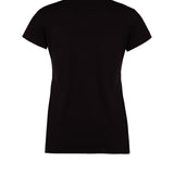 Back of black organic cotton basic fit women's t-shirt