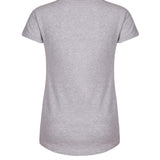 Back of grey fitted organic cotton women's t-shirt