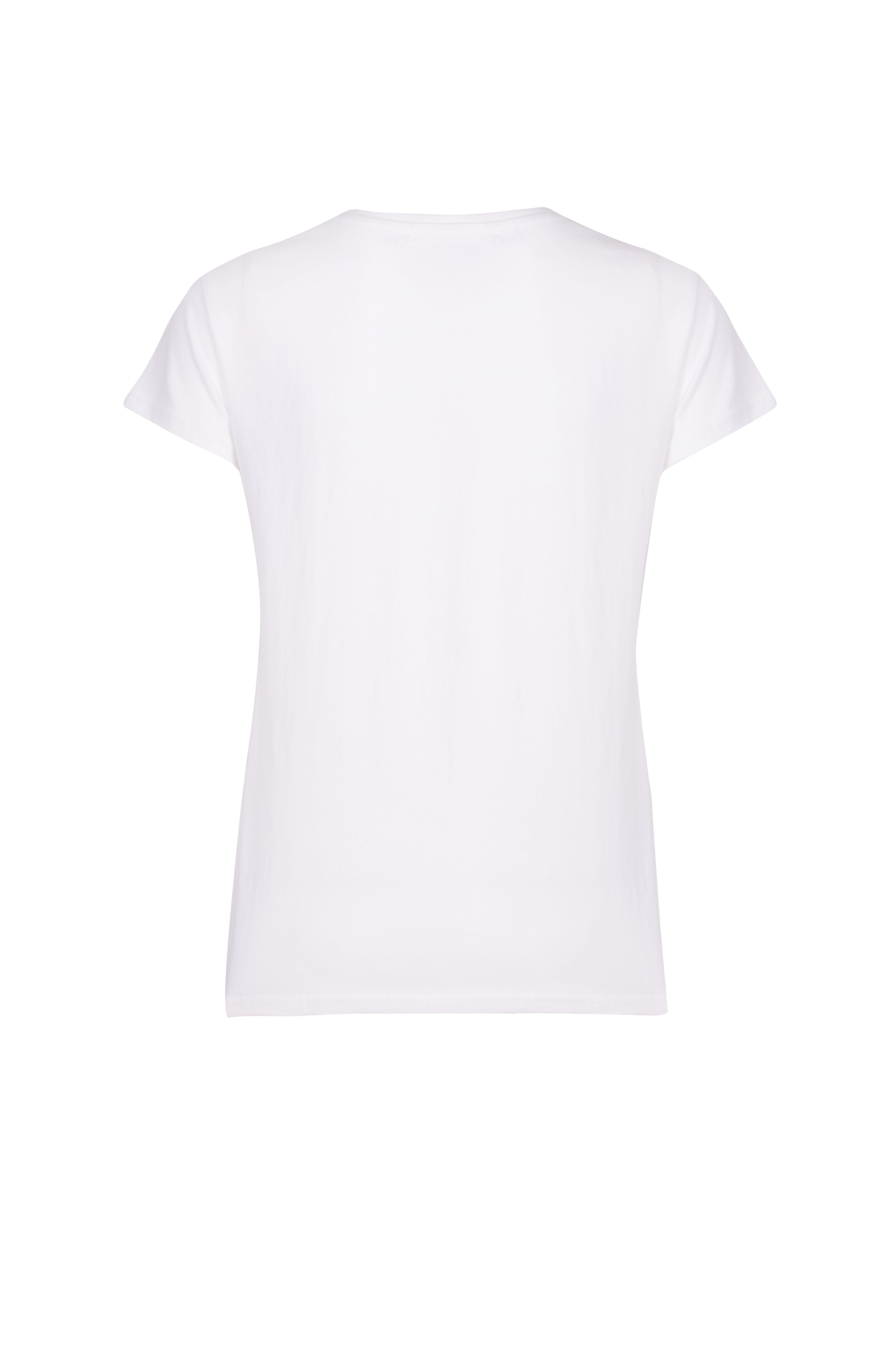 Back of white organic cotton women's t-shirt basic fit