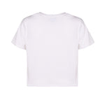 Back of white organic cotton boxy fit cropped women's t-shirt
