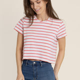 The Box Pink Striped T-shirt made from Deadstock Fabrics