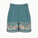 Amara Embroidered Blue Tailored Shorts
