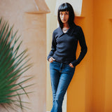 The Kōr Ribbed Knit Organic Cotton Chelsea Top in Black