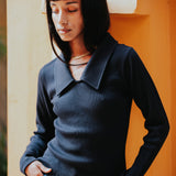 The Kōr Ribbed Knit Organic Cotton Chelsea Top in Black
