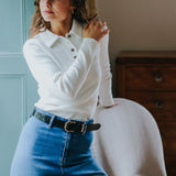 The Kōr Ribbed Knit Organic Cotton Chelsea Top in White