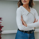 The Kōr Ribbed Knit Organic Cotton Chelsea Top in White