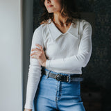 The Kōr Ribbed Knit Organic Cotton Chelsea Top in White