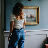 The Kōr Ribbed Knit Organic Cotton Short Sleeve Top in White