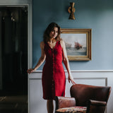 The Kōr Organic Cotton Ribbed Pinafore Dress in Merlot