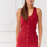 The Kōr Organic Cotton Ribbed Pinafore Dress in Merlot