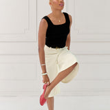 The Kōr Ribbed Knit Organic Cotton Sleeveless Top in Black