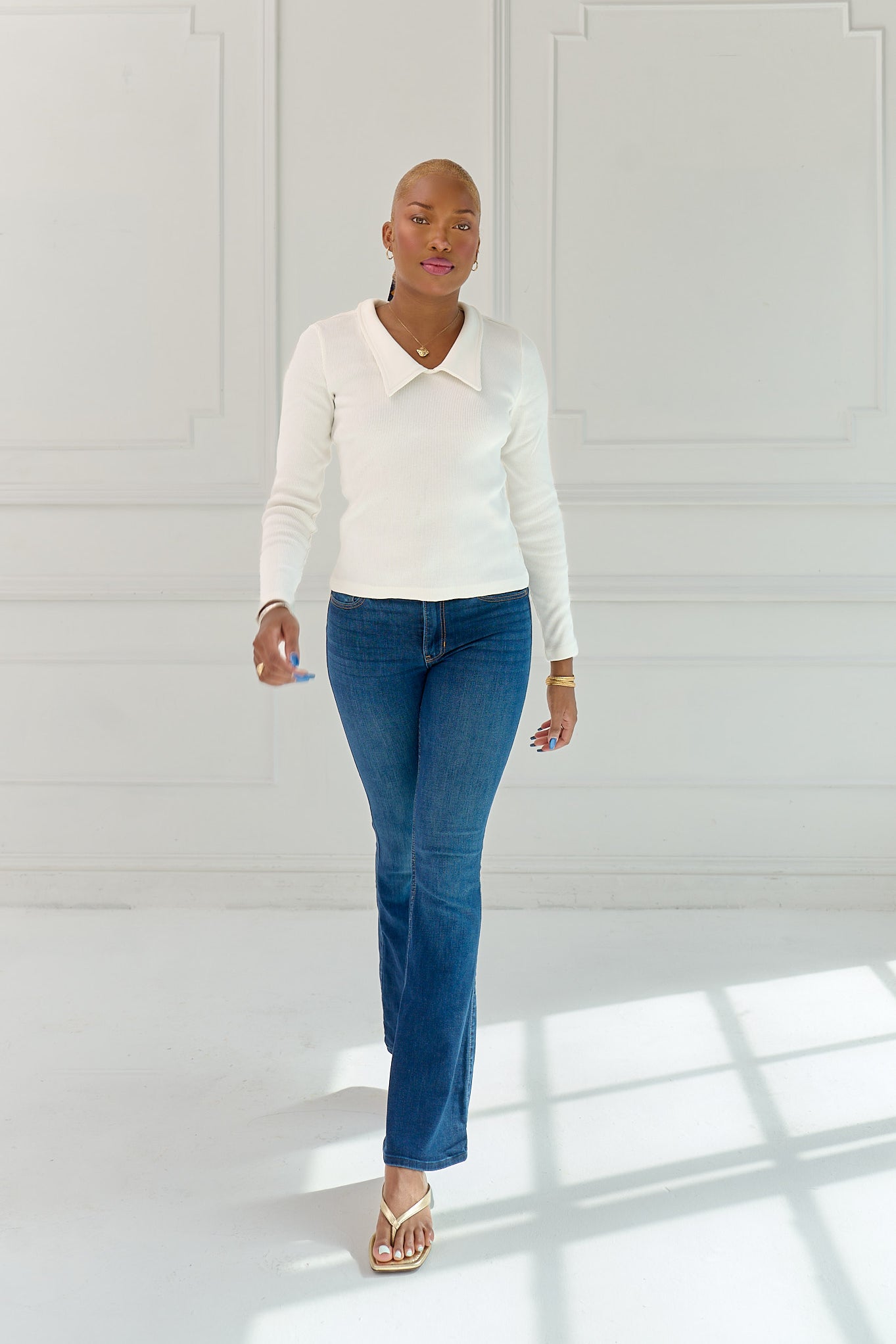 The Kōr Ribbed Knit Organic Cotton Chelsea Top in White