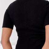 The Kōr Organic Cotton Ribbed Knit Shirt Dress in Black