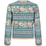 Amara blue fully embroidered jacket with indian inspired embroidery design