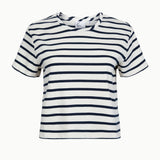 The Box Navy Striped T-shirt made from Deadstock Fabrics