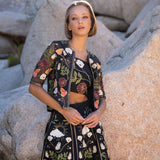 Black bralette with floral embroidery design
