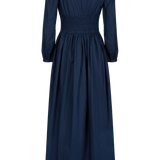 El vestido maxi Kōr de algodón orgánico en azul marino