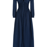 El vestido maxi Kōr de algodón orgánico en azul marino