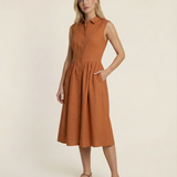 The Kōr Shirt Dress Terracotta in Linen & Cotton