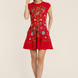 Madeline Embroidered Red Mini Dress