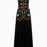 Madeline Embroidered Black Maxi Dress
