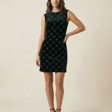 Madeline Embellished Velvet Fitted Dress