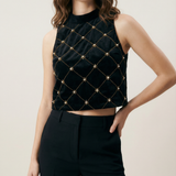 Madeline Embellished Velvet Racer Back Top