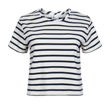 La camiseta Box a rayas azul marino confeccionada con telas recuperadas