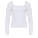 The Kōr Ribbed Knit Organic Cotton Long Sleeve Top in White